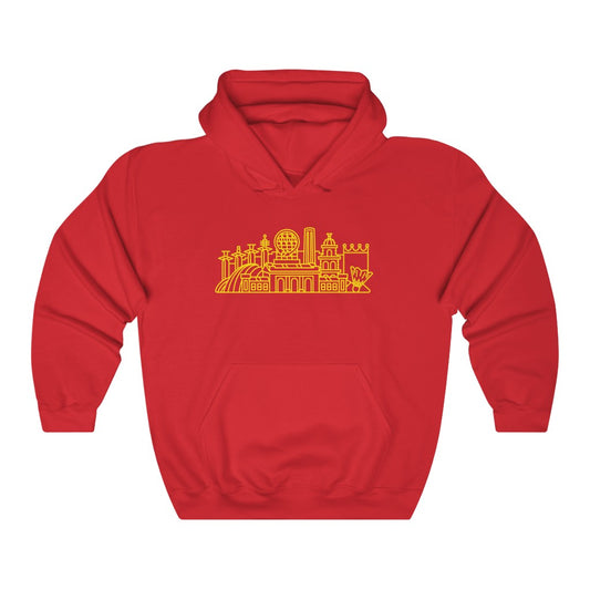 Kansas City Skyline – Hoodie – Red and Gold