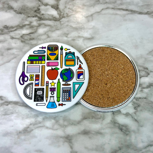 Teacher + School Supplies Coasters (Set of 2)