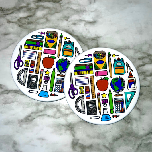 Teacher + School Supplies Coasters (Set of 2)
