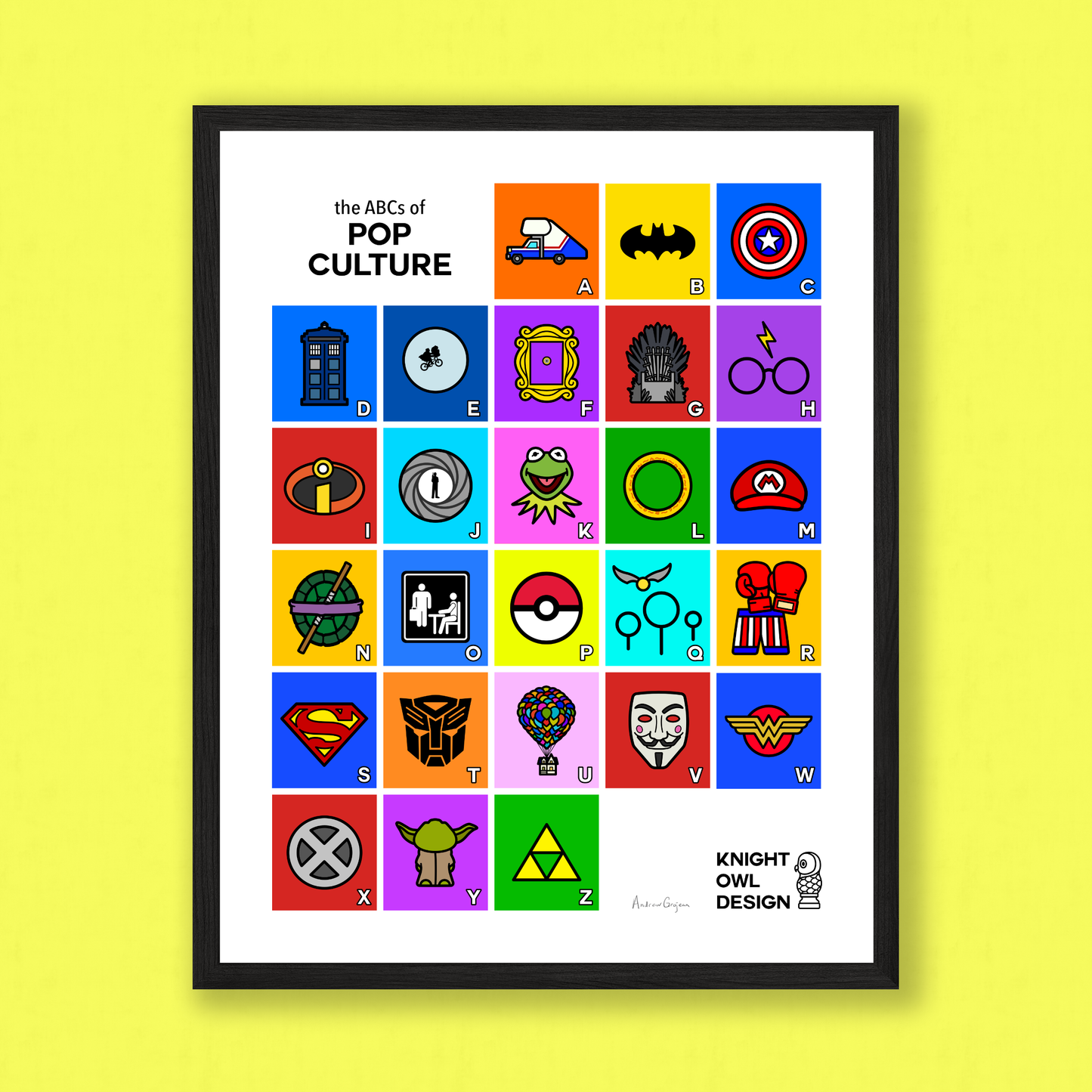 The ABCs of Pop Culture Print