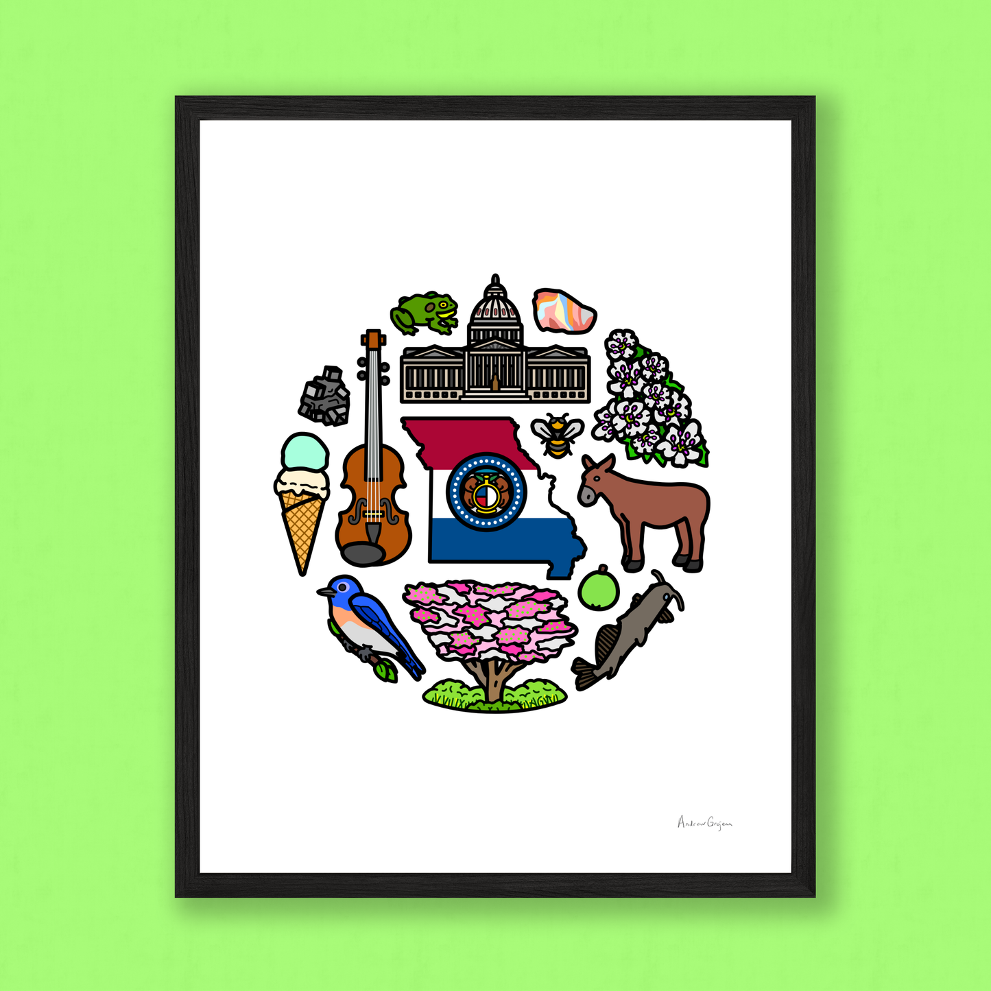 Missouri Symbols Print – Circle