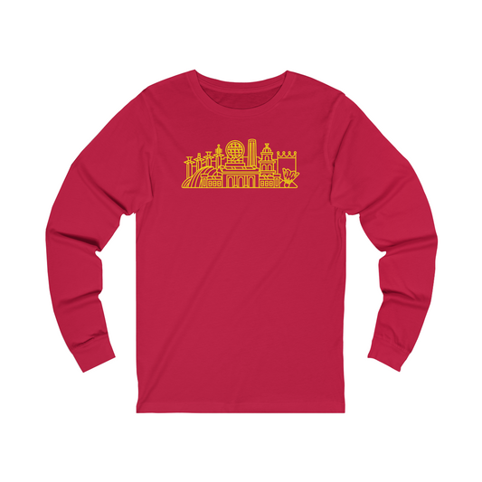Kansas City Skyline – Long Sleeve Tee – Red and Gold