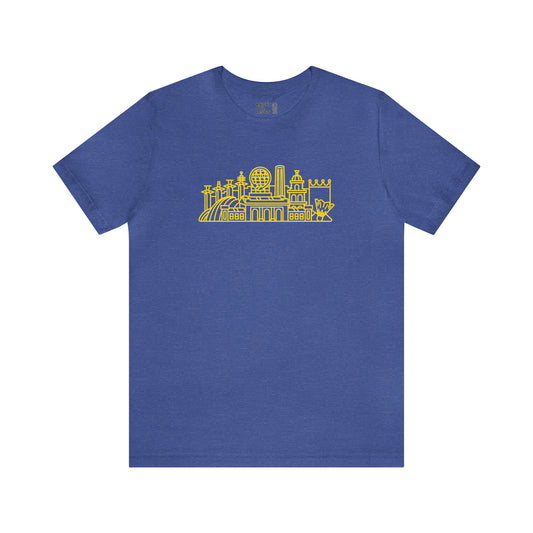 Kansas City Skyline – Tee Shirt – Dark Blue and Gold
